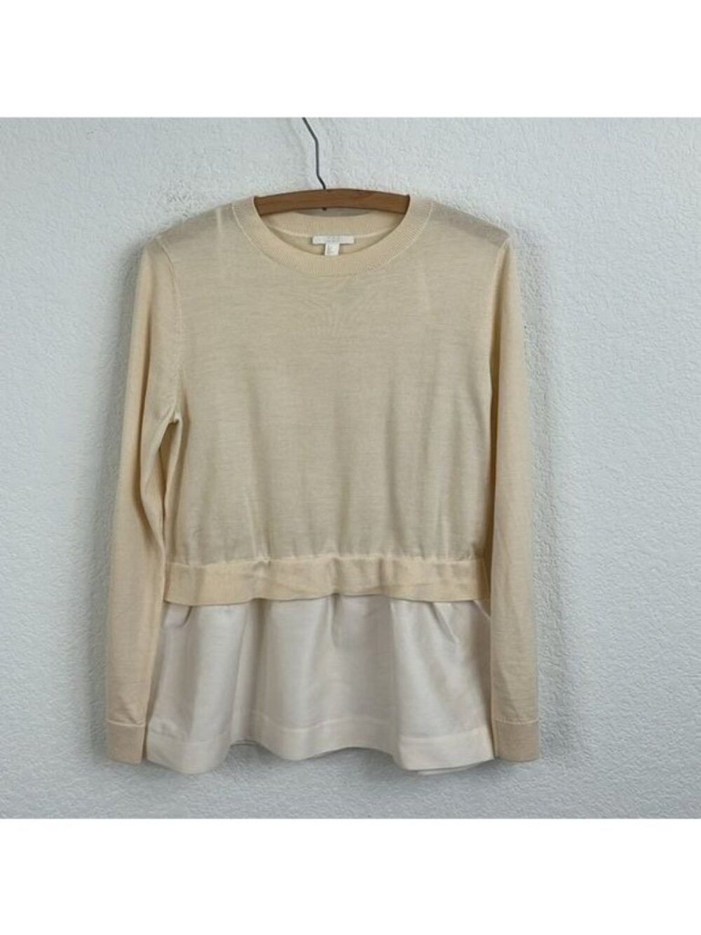 COS Silk Wool Peplum Mixed Media Sweater Top